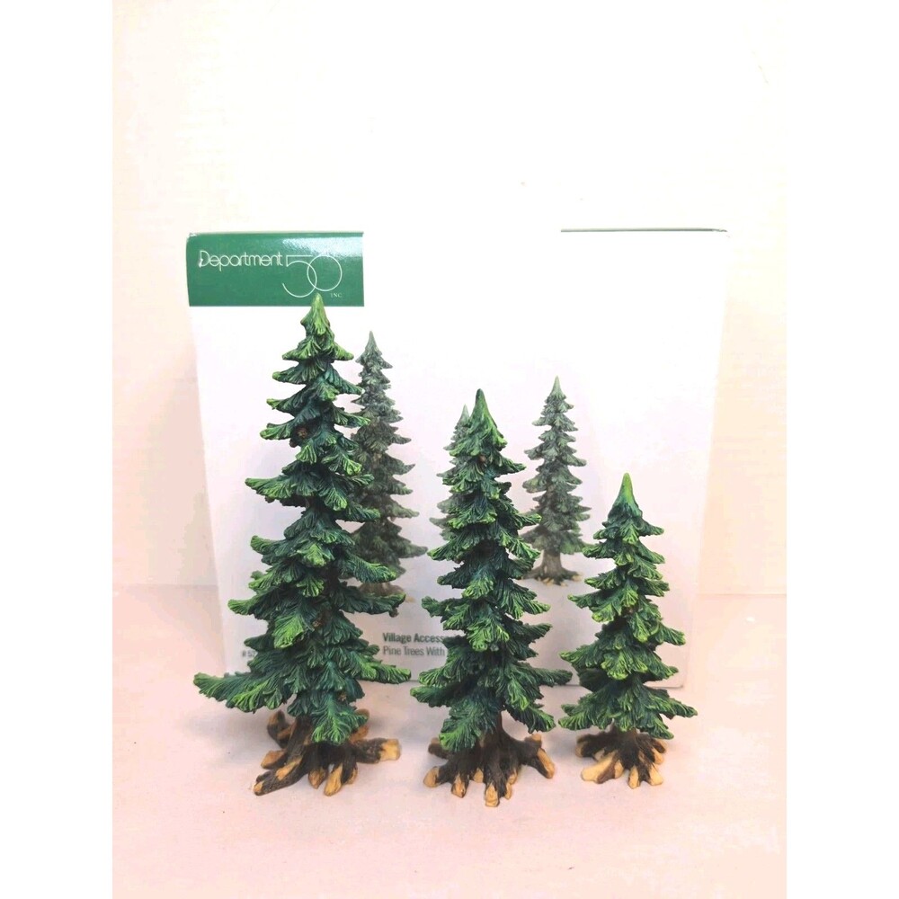 Vtg Dept 56 Village Accessories Winter "Pine Trees with Pine Cones"52771 Retired